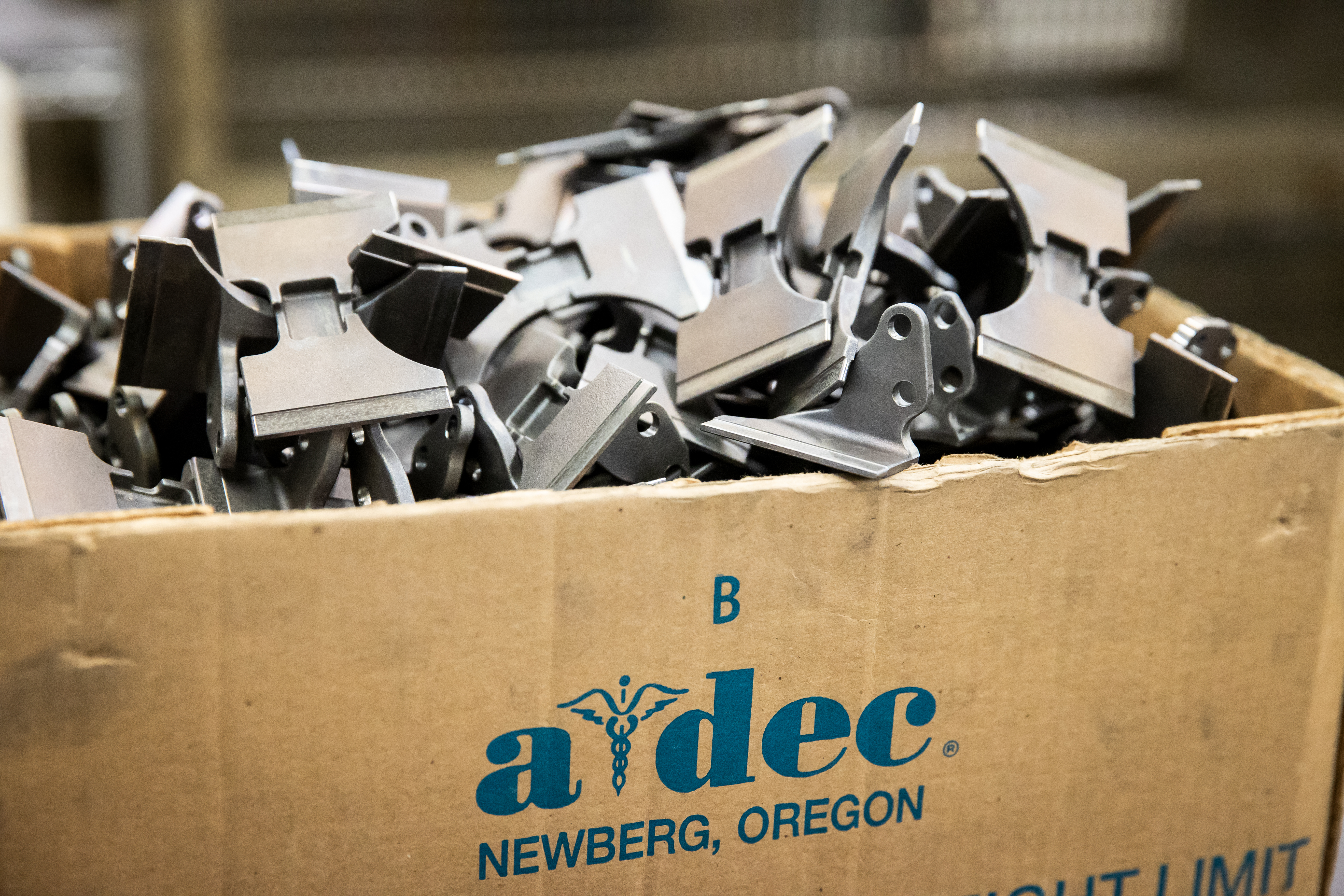 A-dec's pretreated metal components using the new zirconium oxide process. Photo: Energy Trust of Oregon.