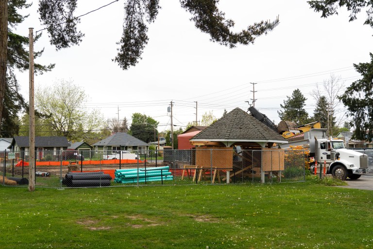 Construction Underway on Public Safety Parking Lot in Memorial Park; Gazebo to Be Moved